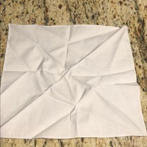 Light gray/white; feels like cotton; pocket square